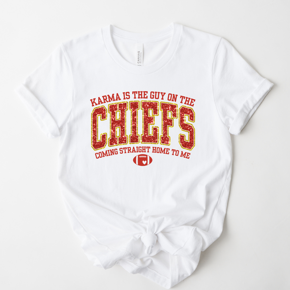 Chiefs Karma Bling Graphic Tee and Sweatshirt