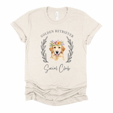 Golden Retriever Floral Social Club Graphic Tee