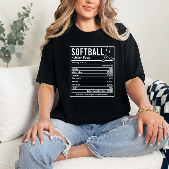 Softball Nutrition Facts Graphic Tee