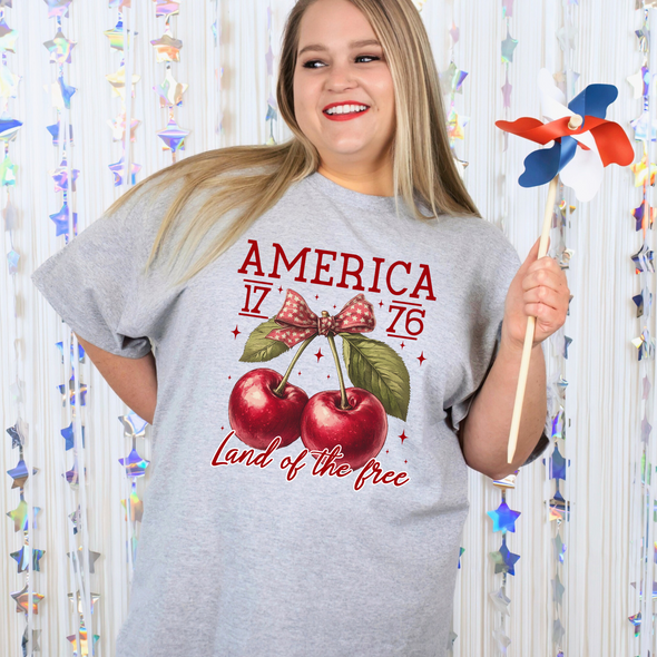 Cherries Land Of The Free Graphic Tee