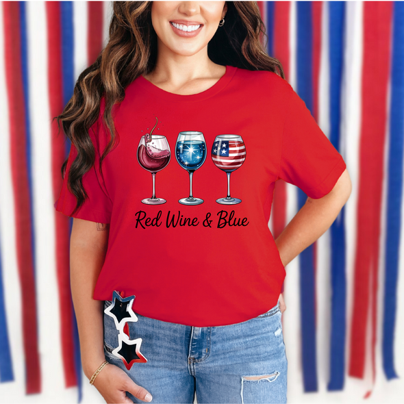 4th of July Red Wine & Blue Graphic Tee