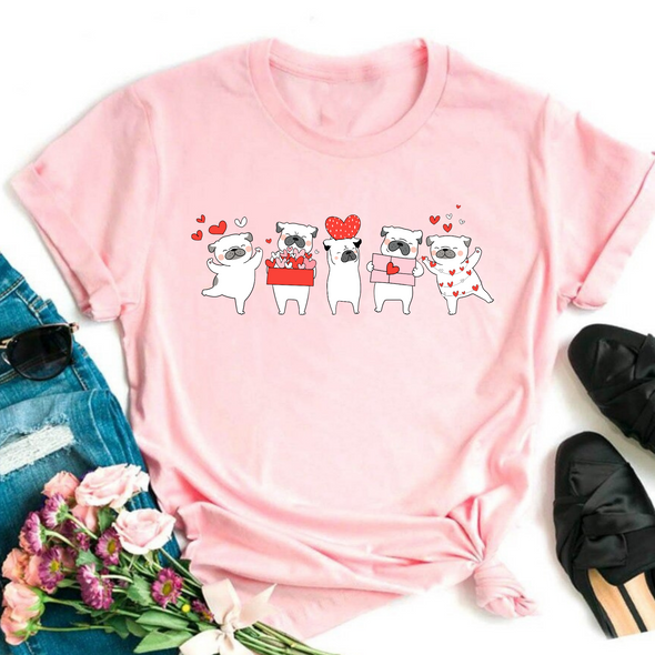 Valentine Dogs Graphic Tee and Sweatshirt
