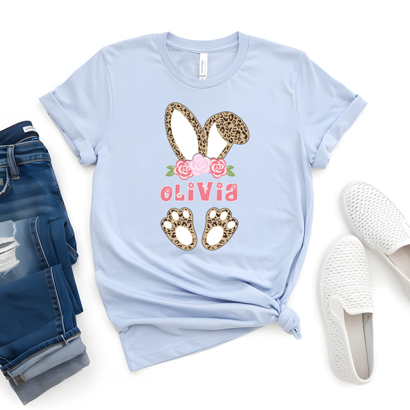 Custom Leopard Bunny Graphic Tee