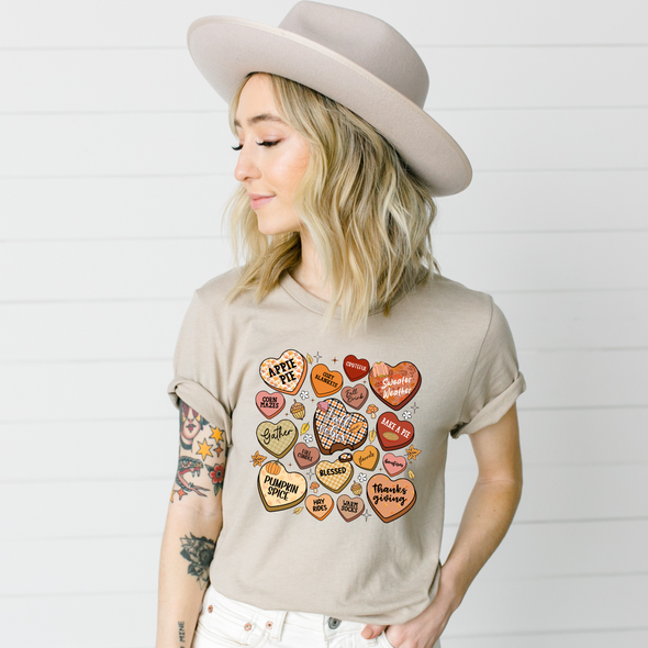 Fall Candy Hearts Graphic Tee or Sweatshirt