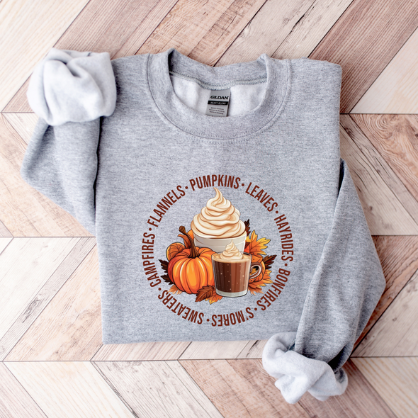 Fall Circle Graphic Tee and Sweatshirt