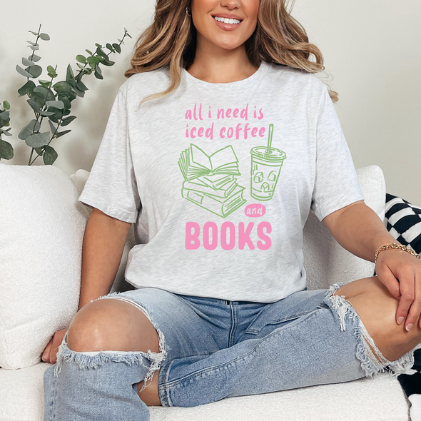 Iced Coffee and Books Graphic Tee