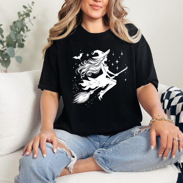 Witch On Broom Graphic Tee
