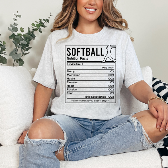 Softball Nutrition Facts Graphic Tee