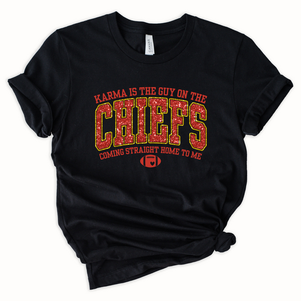 Chiefs Karma Bling Graphic Tee and Sweatshirt