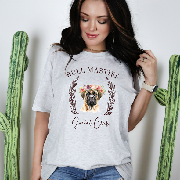 Bull Mastiff Floral Social Club Graphic Tee