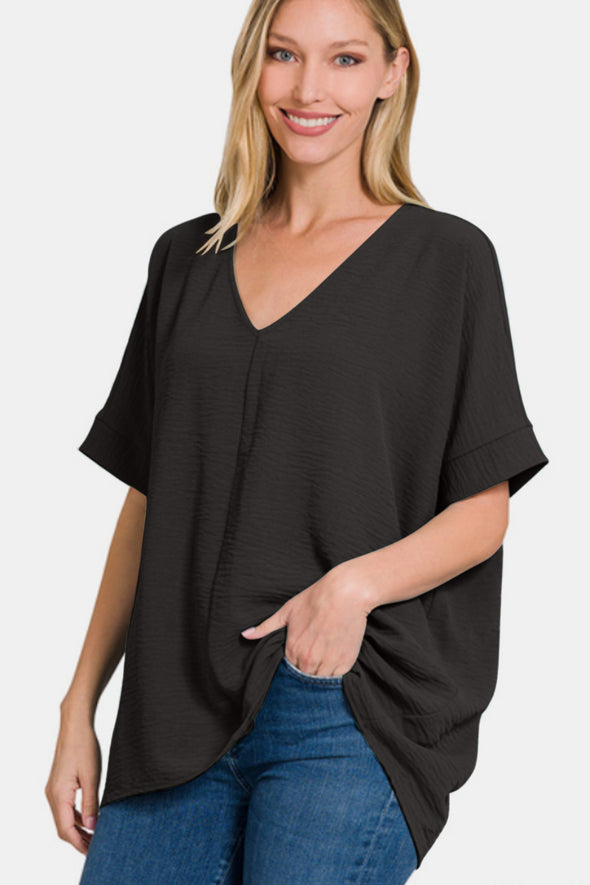 Zenana V-Neck Short Sleeve Top