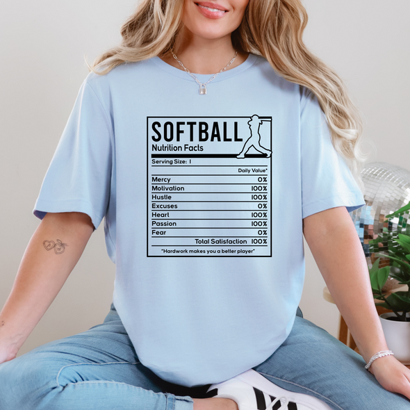 Softball Nutrition Facts Graphic Tee