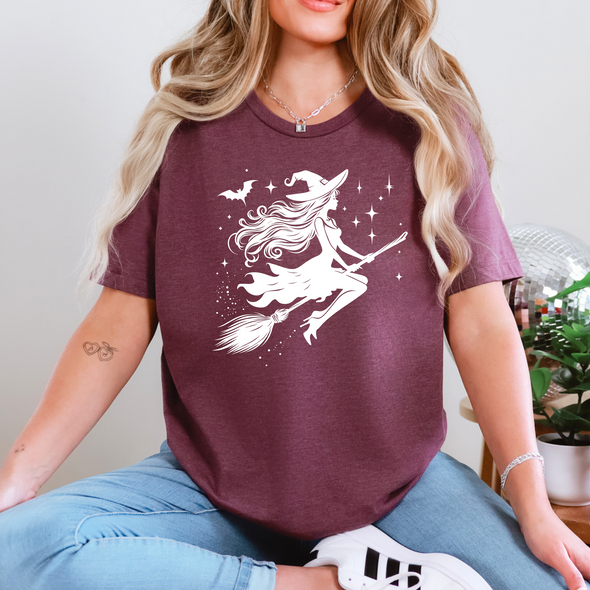 Witch On Broom Graphic Tee