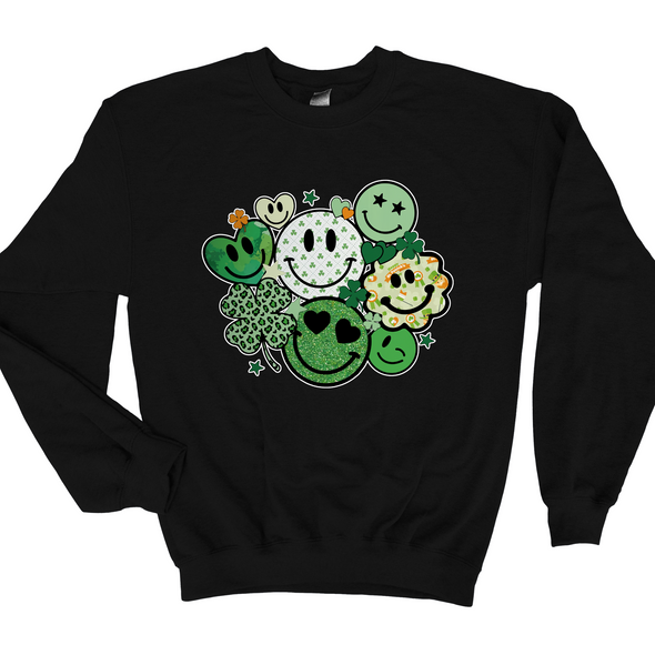 Happy Clover Bling Graphic Tee and Sweatshirt