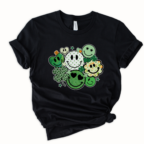 Happy Clover Bling Graphic Tee and Sweatshirt