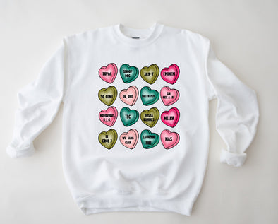 90's Rap Candy Hearts Graphic Tee and Sweatshirt