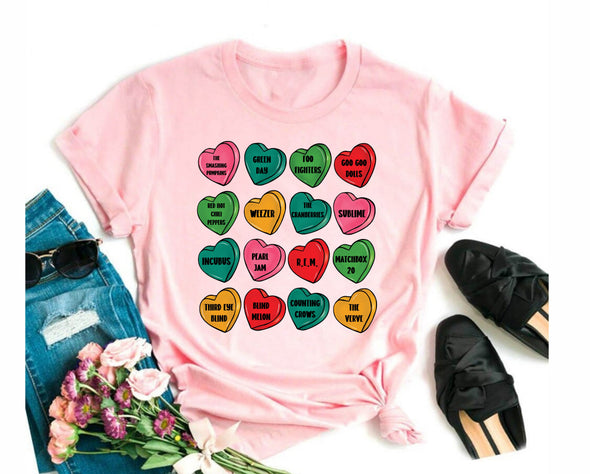 90's Rock Candy Hearts Graphic Tee and Sweatshirt