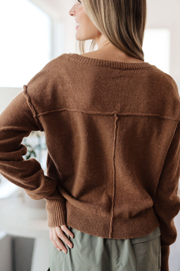 Back To Life V-Neck Sweater in Mocha