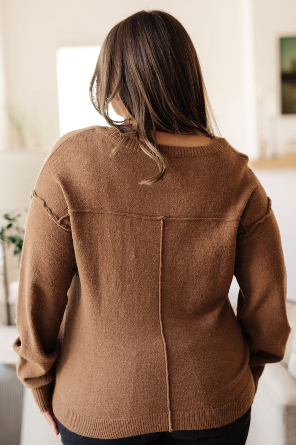 Back To Life V-Neck Sweater in Mocha