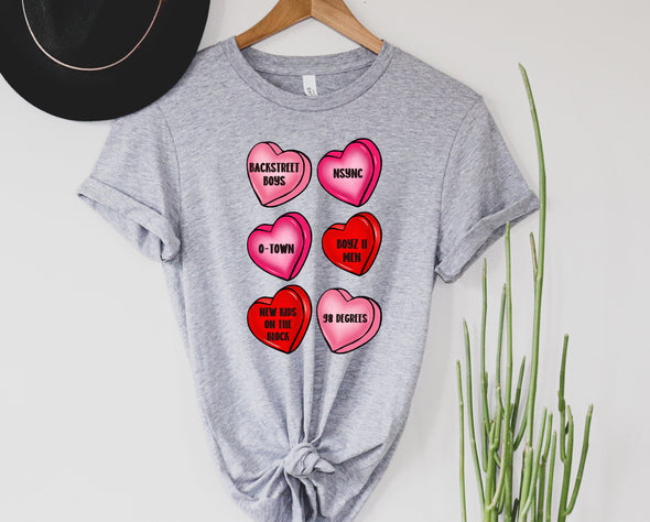 Boy Bands Candy Hearts Graphic Tee and Sweatshirt