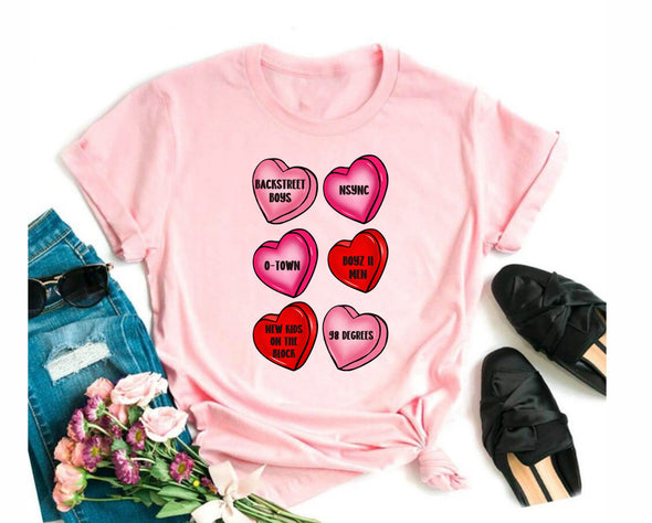 Boy Bands Candy Hearts Graphic Tee and Sweatshirt