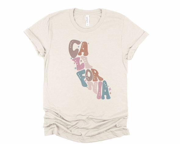 Pastel California Graphic Tee and Sweatshirt