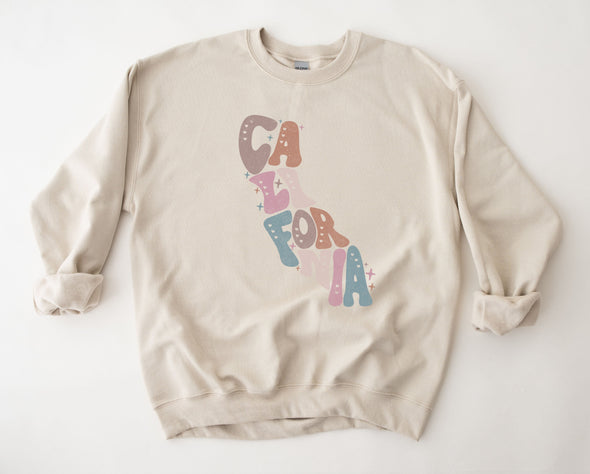 Pastel California Graphic Tee and Sweatshirt