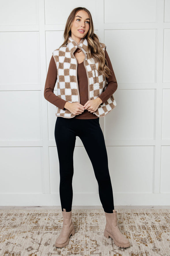 Check It Out Checkered Fleece Vest