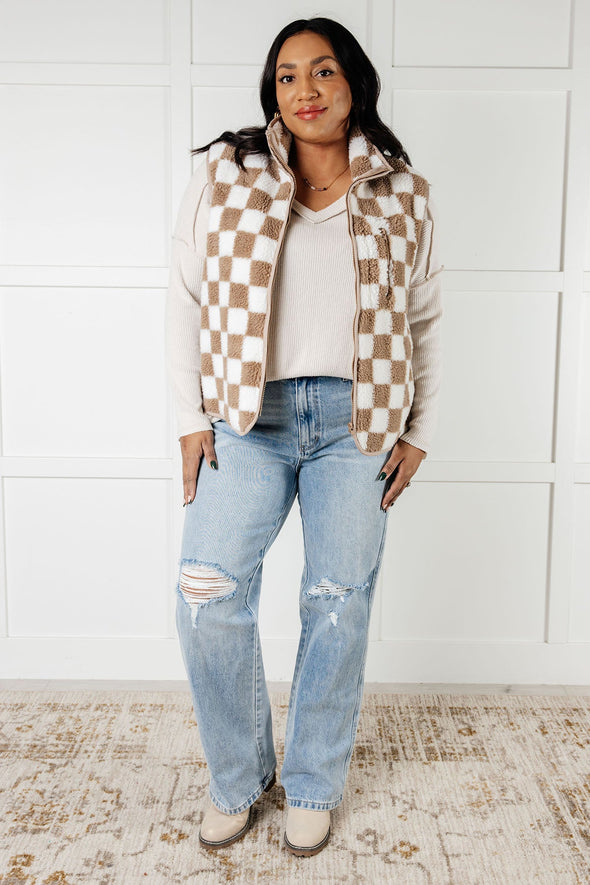 Check It Out Checkered Fleece Vest