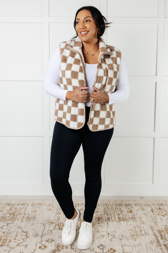 Check It Out Checkered Fleece Vest