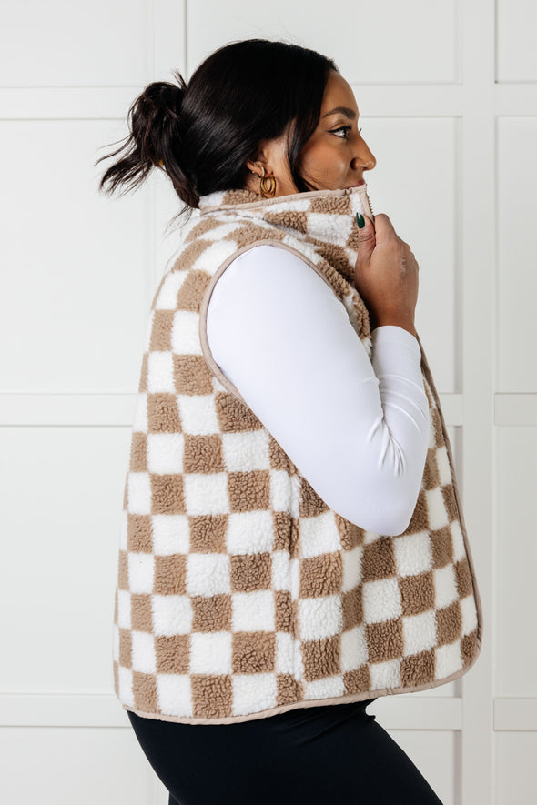 Check It Out Checkered Fleece Vest