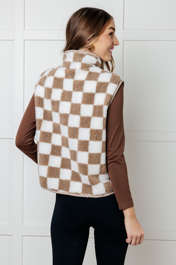 Check It Out Checkered Fleece Vest