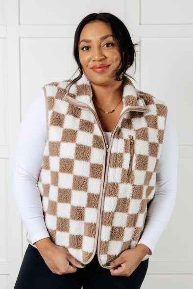 Check It Out Checkered Fleece Vest