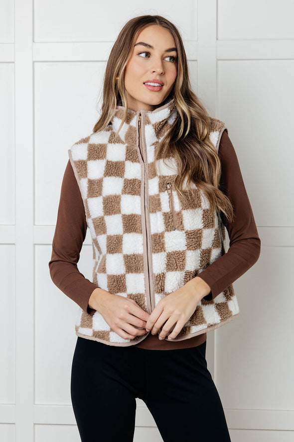 Check It Out Checkered Fleece Vest