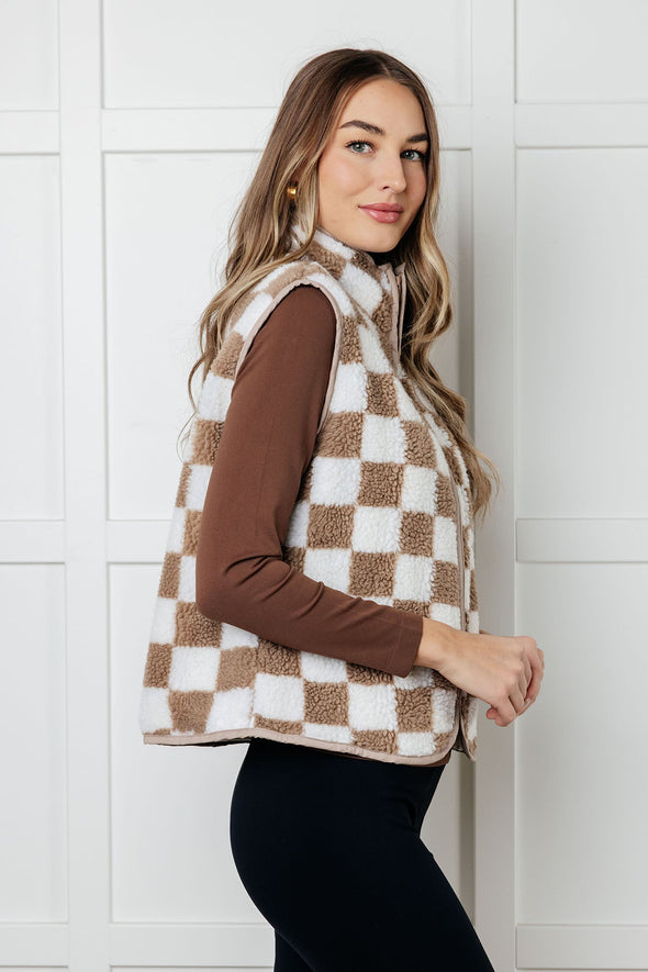 Check It Out Checkered Fleece Vest