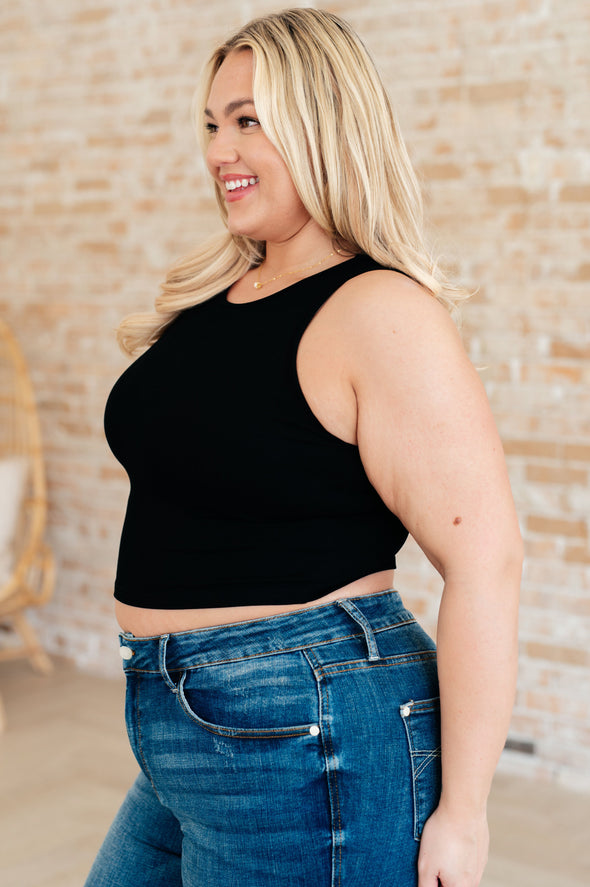 Cream Of The Crop Rib Knit Tank Top in Black