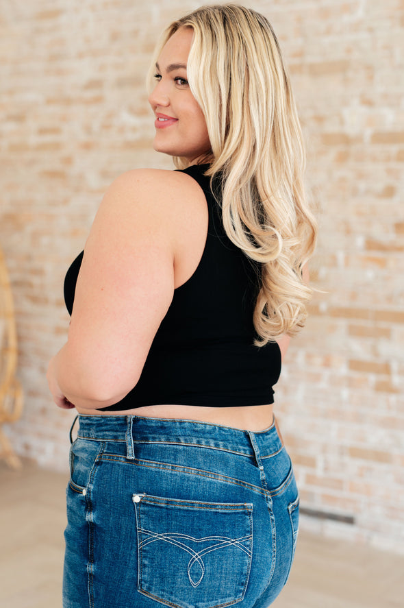 Cream Of The Crop Rib Knit Tank Top in Black