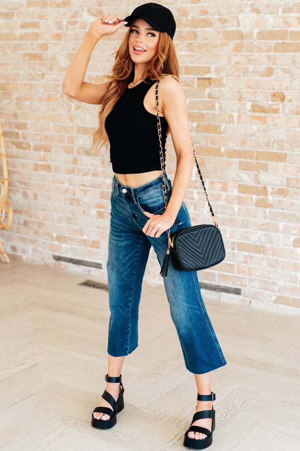 Cream Of The Crop Rib Knit Tank Top in Black