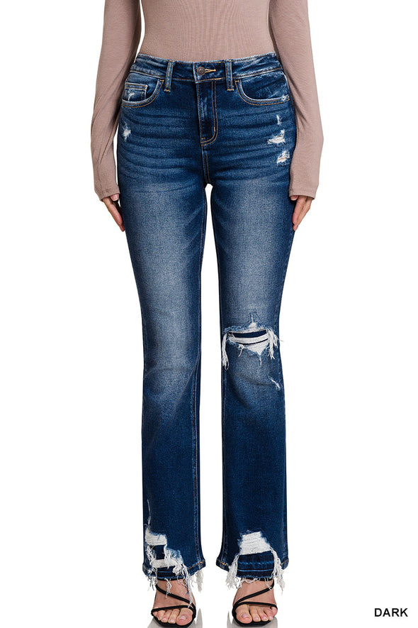 Feeling Empowered Denim Distressed Boot Cut Jeans