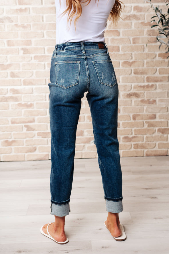 Judy Blue Danny Mid Rise Cuffed Destroy Boyfriend Jeans