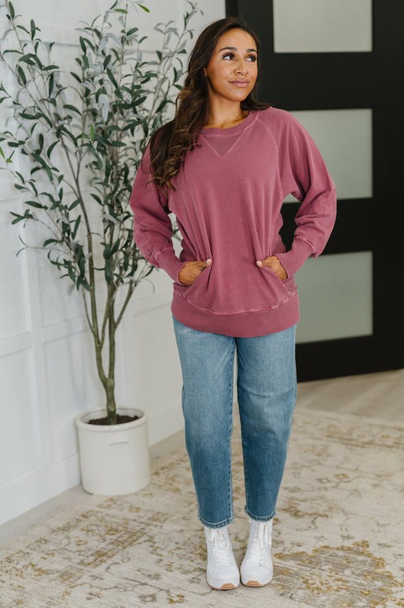 For The Experience Relaxed Pullover in Cabernet