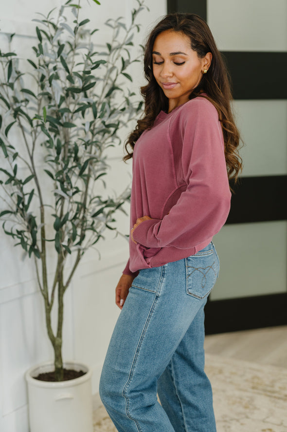 For The Experience Relaxed Pullover in Cabernet