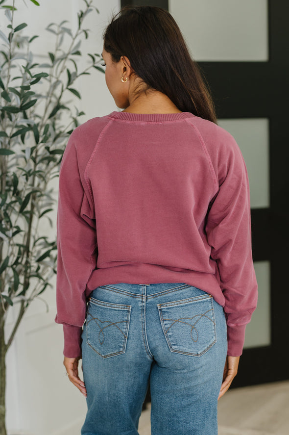 For The Experience Relaxed Pullover in Cabernet