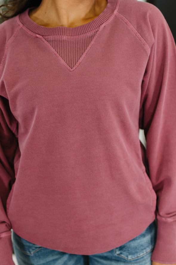 For The Experience Relaxed Pullover in Cabernet