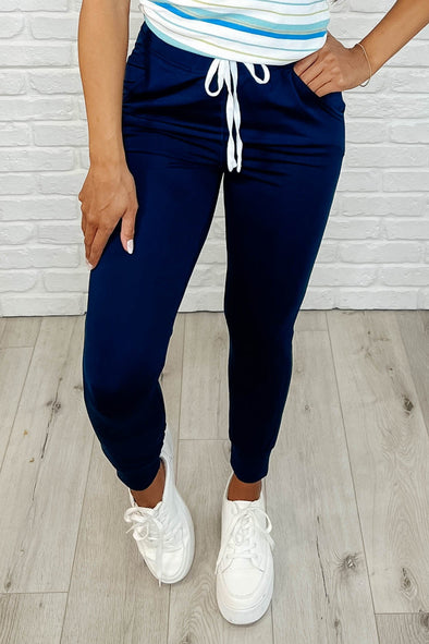 Giving The Run Around Joggers in Navy