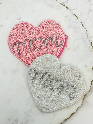 PREORDER: Mom Beaded Zip Pouches in Two Colors