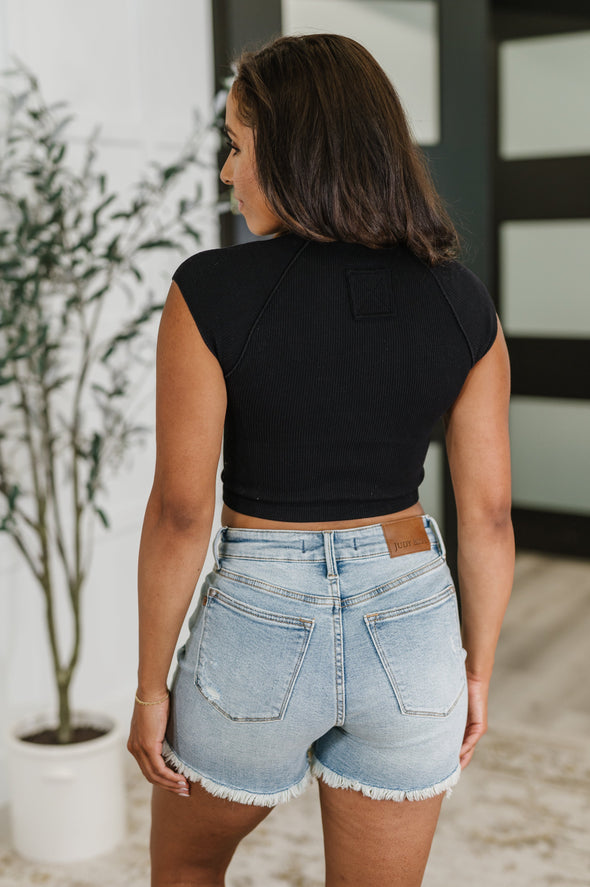 Halfway To Heaven Cropped Top in Black