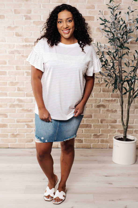 Hand To Hold Lace Detail Striped Top
