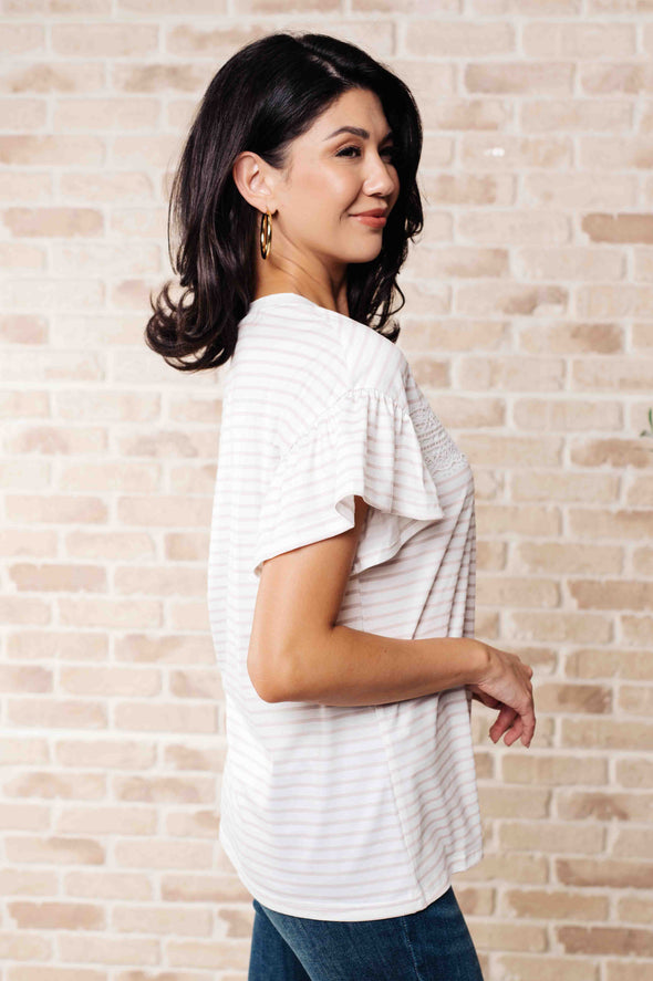 Hand To Hold Lace Detail Striped Top