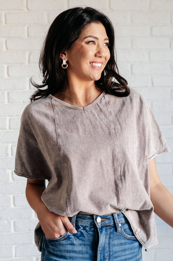 Here For The Vibes Mineral Wash Spliced Tee